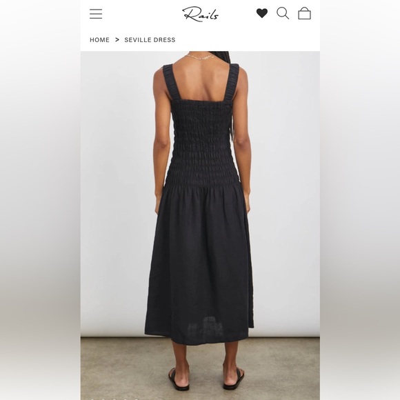Rails Seville Linen Midi Dress Black Size XS - Picture 4 of 13